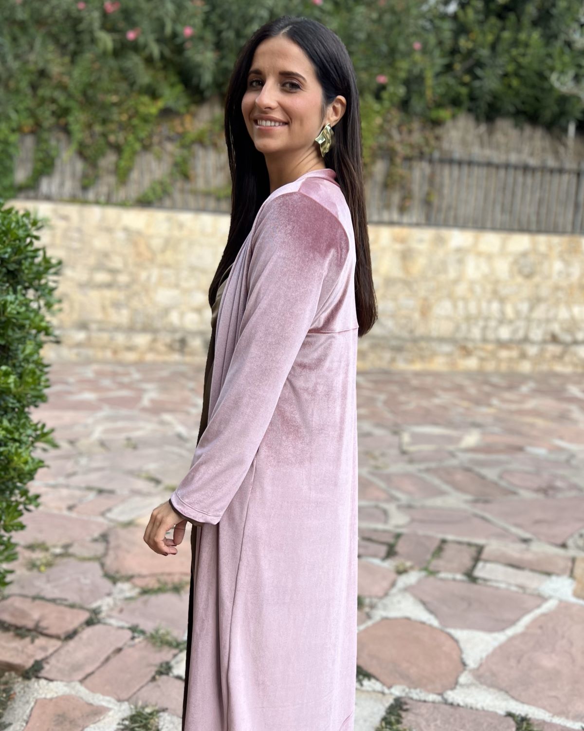 Nude velvet bag coat