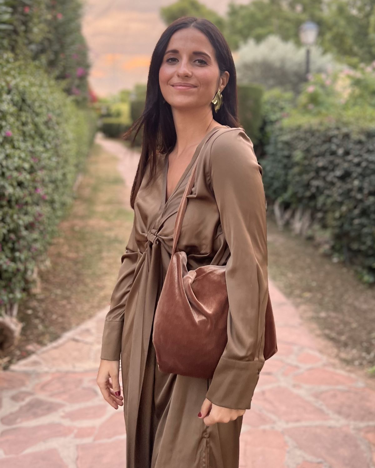 Ocher velvet bag coat