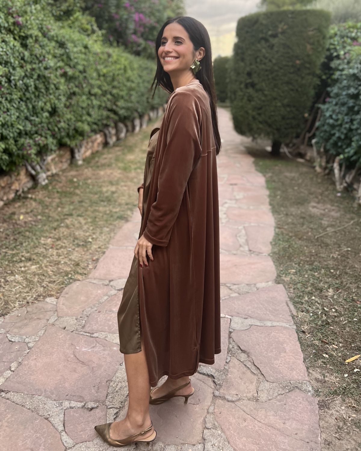 Ocher velvet bag coat