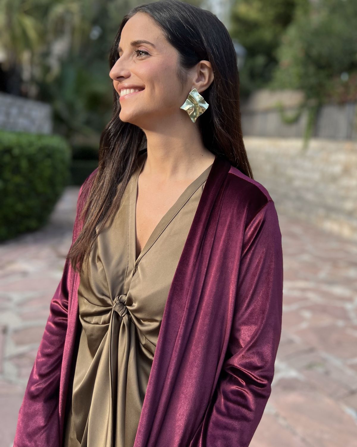 Wine velvet bag coat