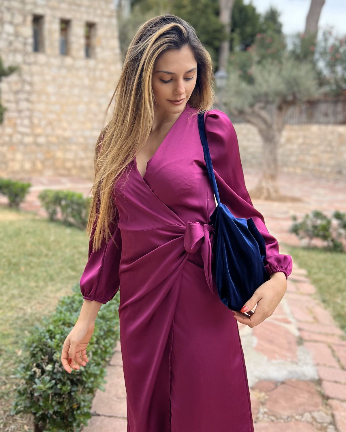 Navy velvet bag coat