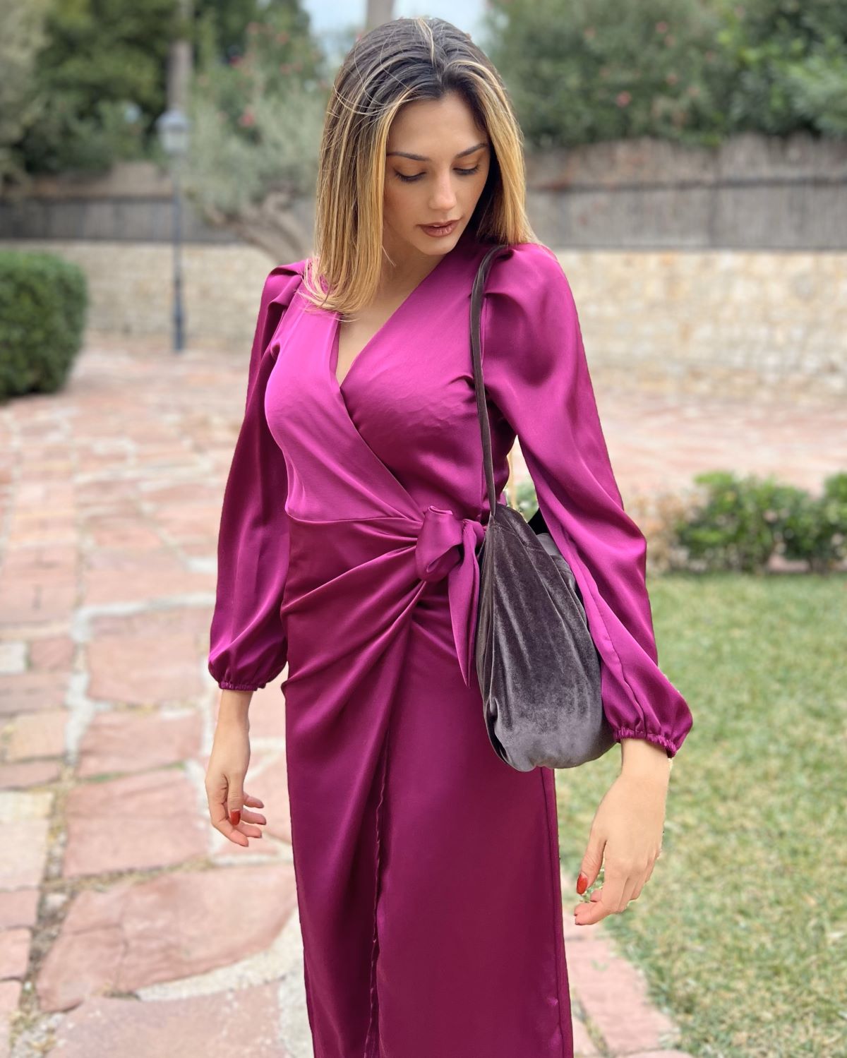 Brown velvet bag coat