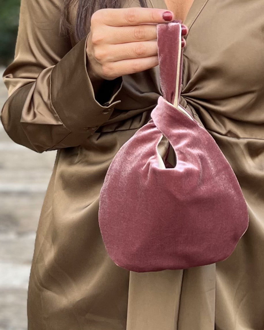 Nude velvet handbag