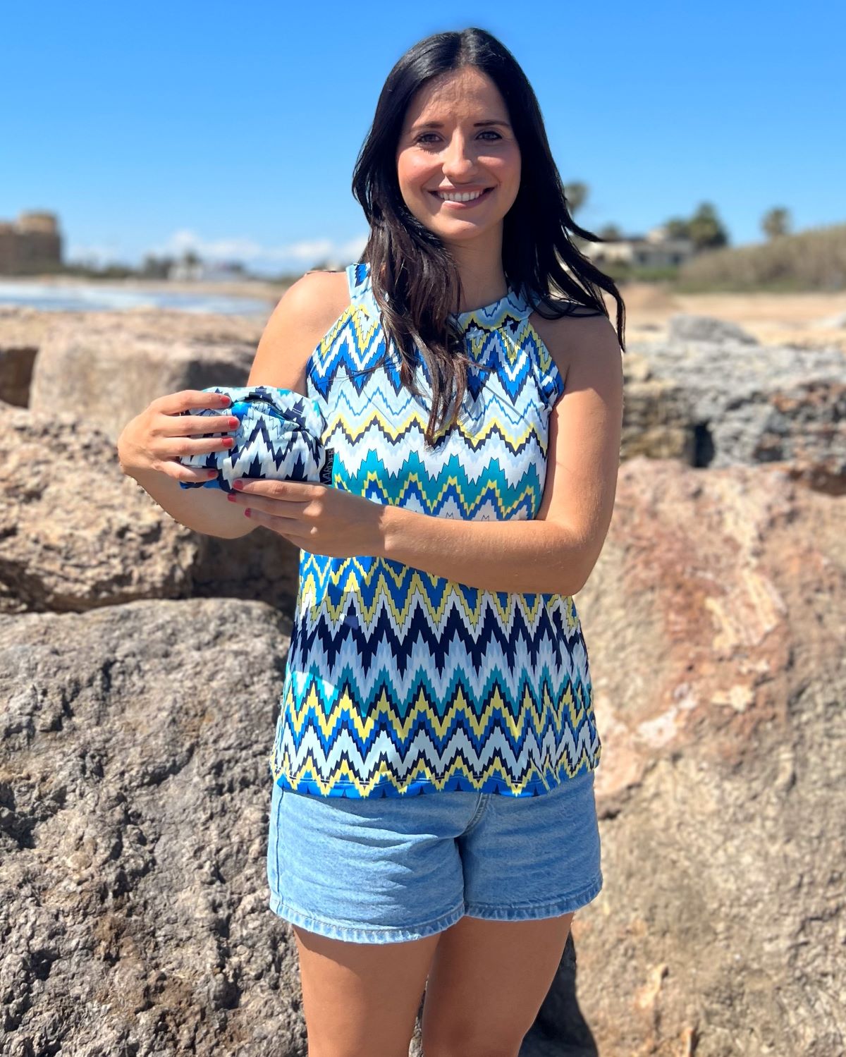 Long Navy Packable T-shirt
