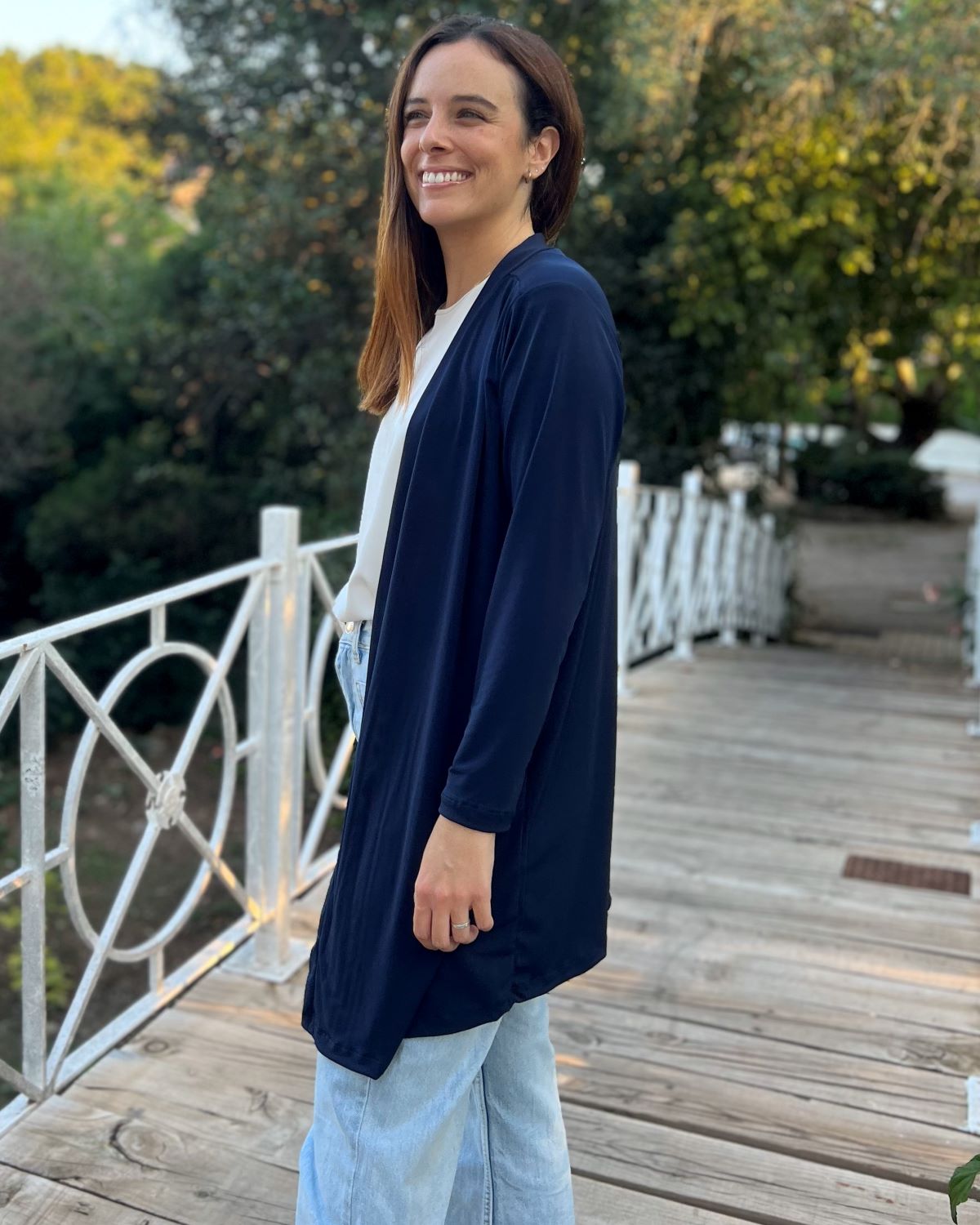 Packable long black jacket