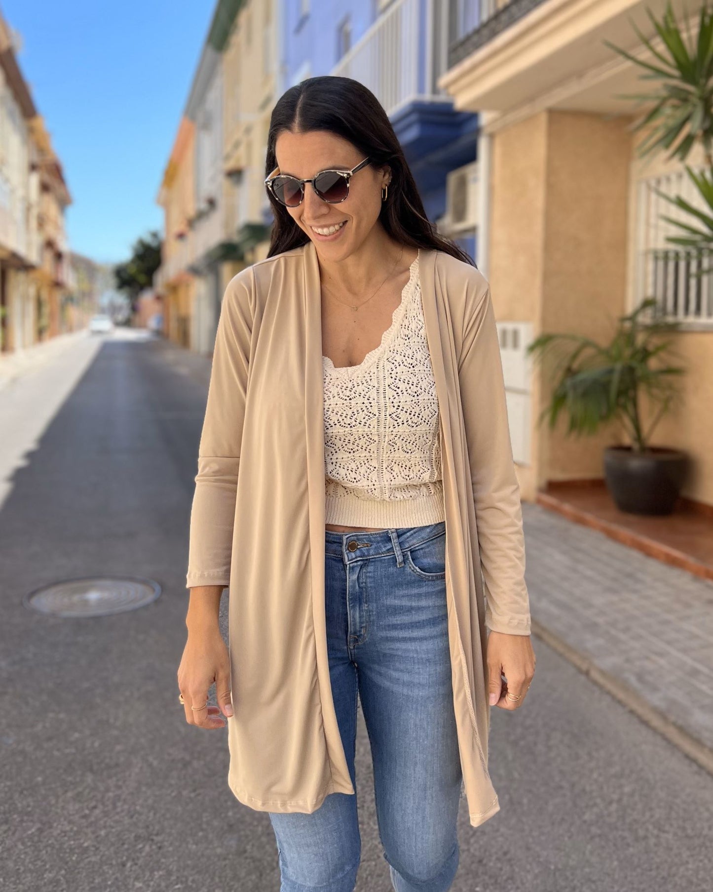 Packable long black jacket