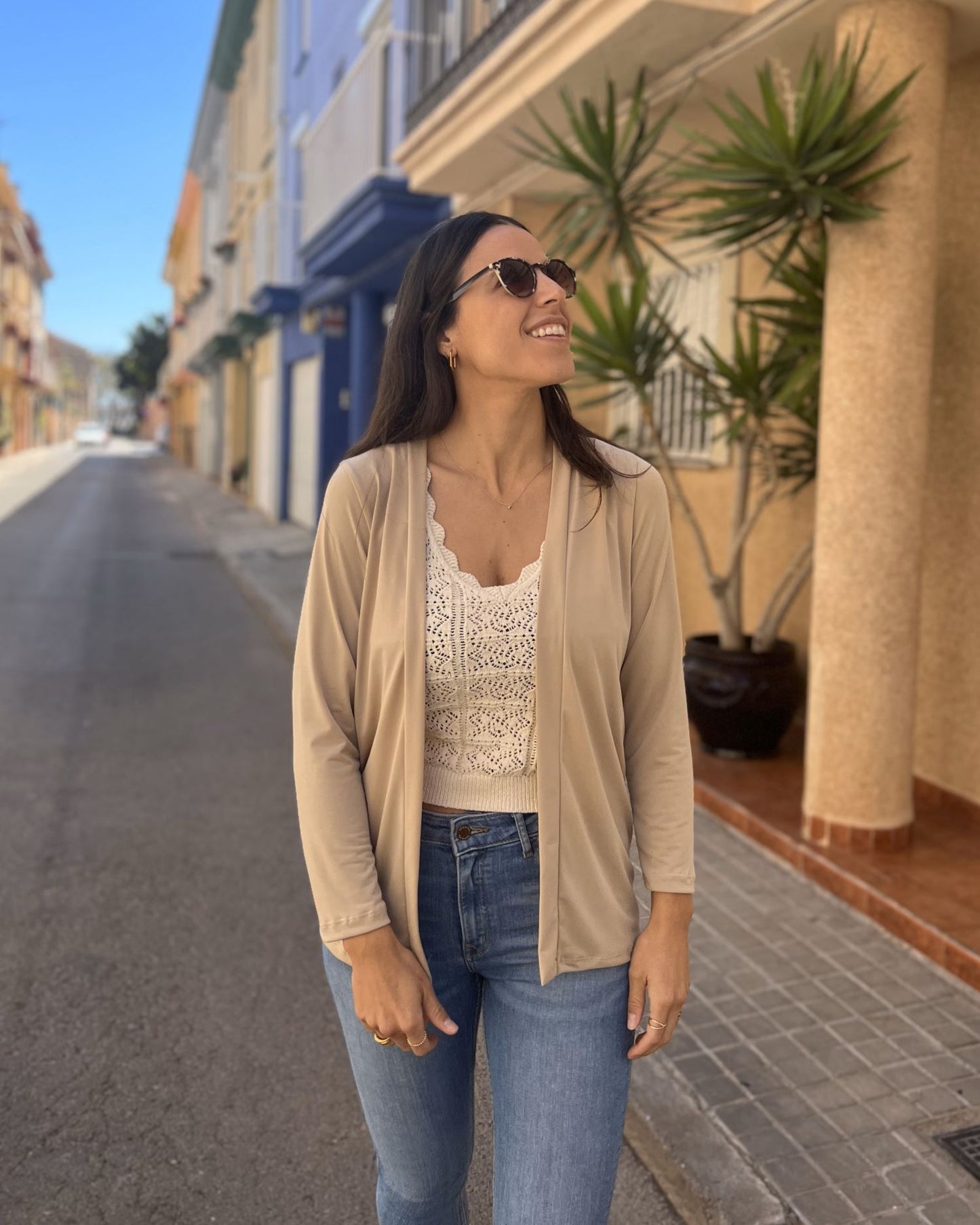 foldable navy cardigan