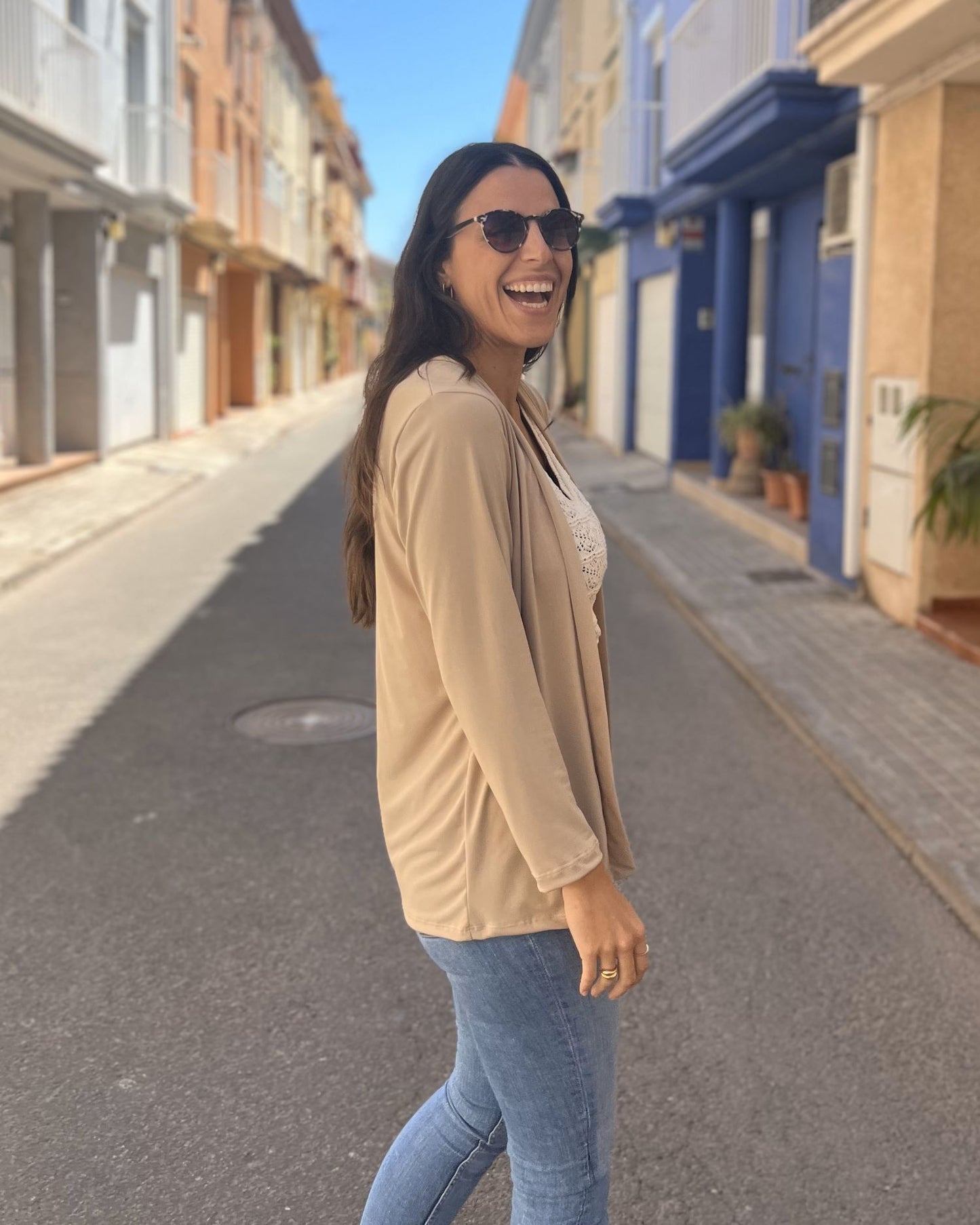 foldable navy cardigan