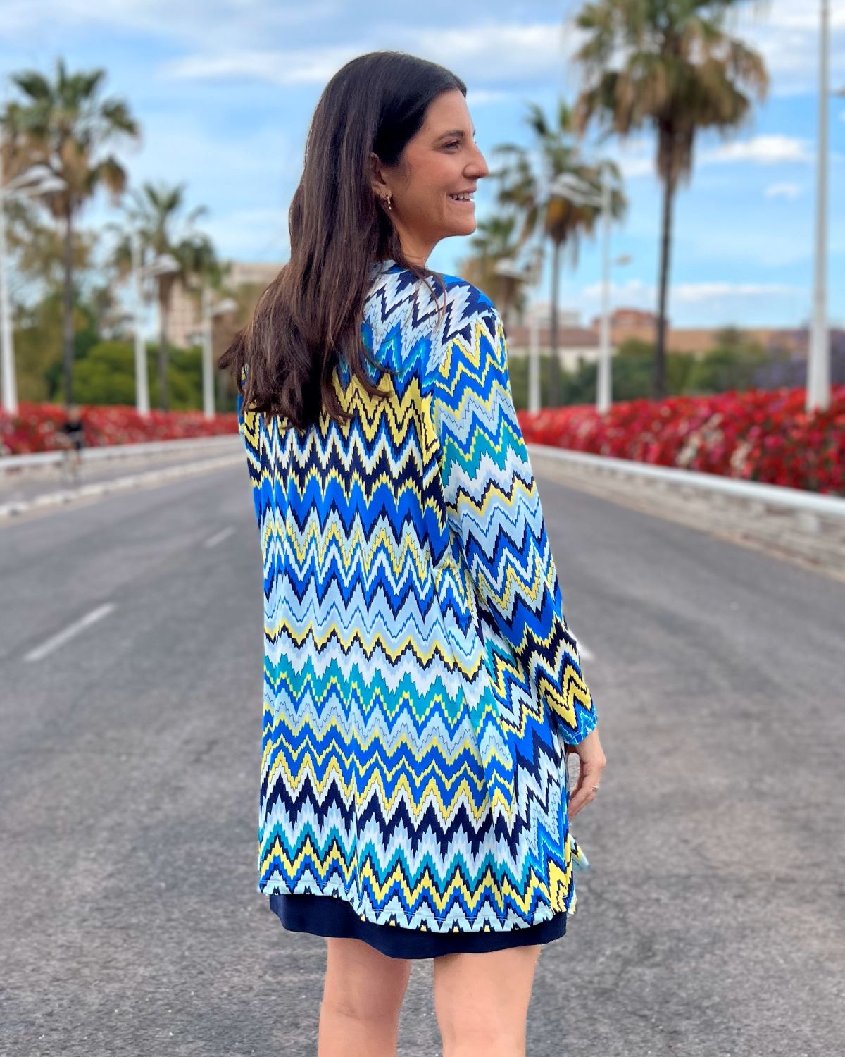 Cardigan longo dobrável com estampa speckle