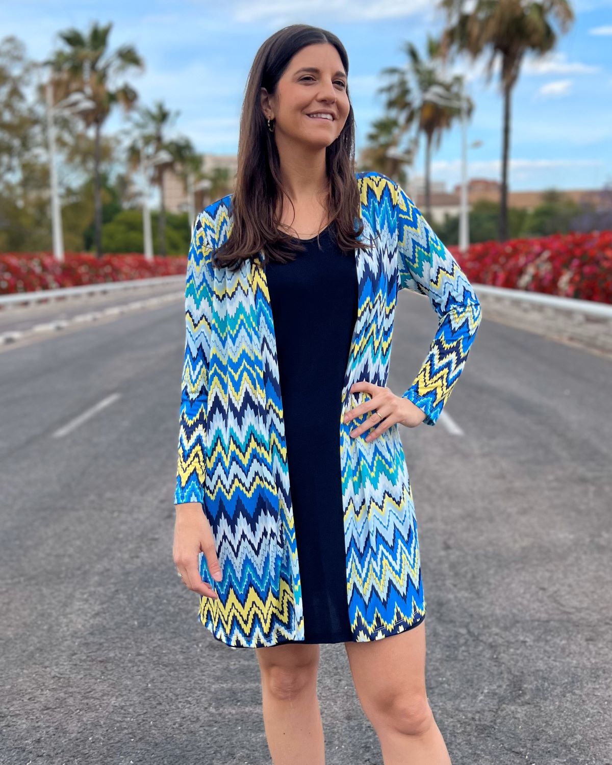Cardigan longo dobrável com estampa speckle
