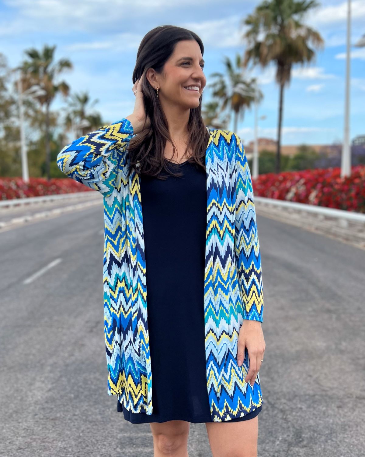 Cardigan longo dobrável com estampa speckle