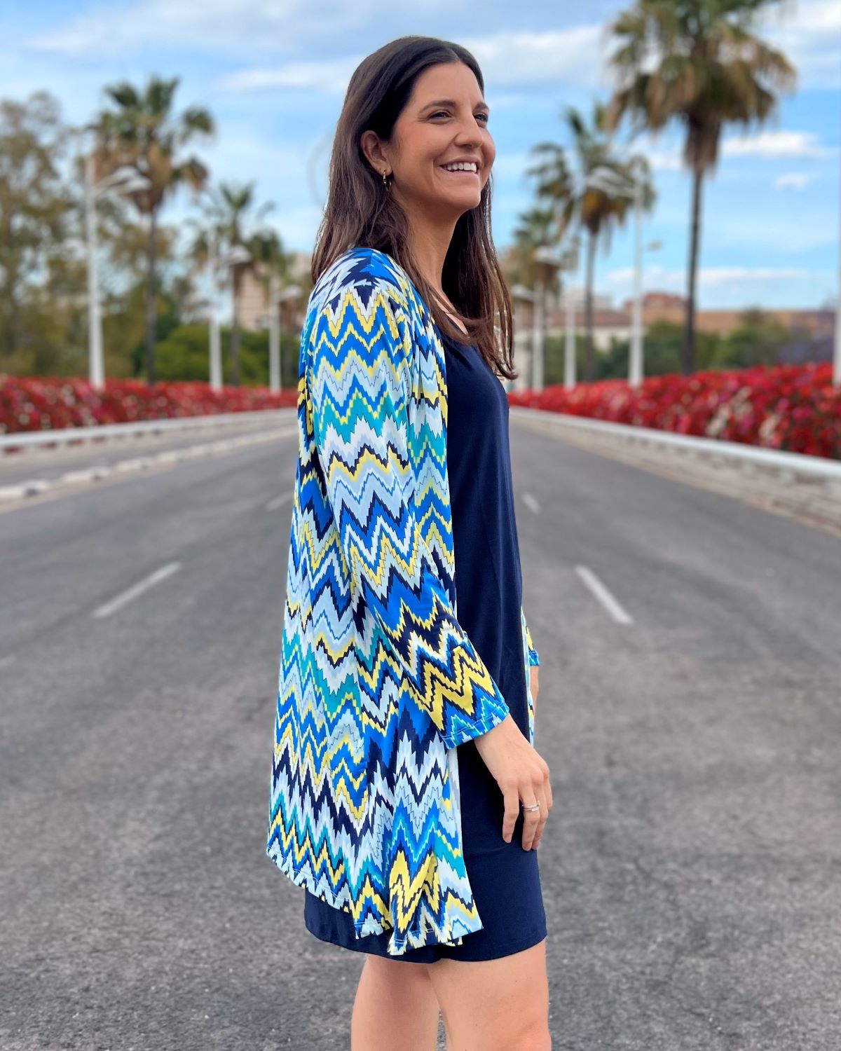 Cardigan longo dobrável com estampa speckle