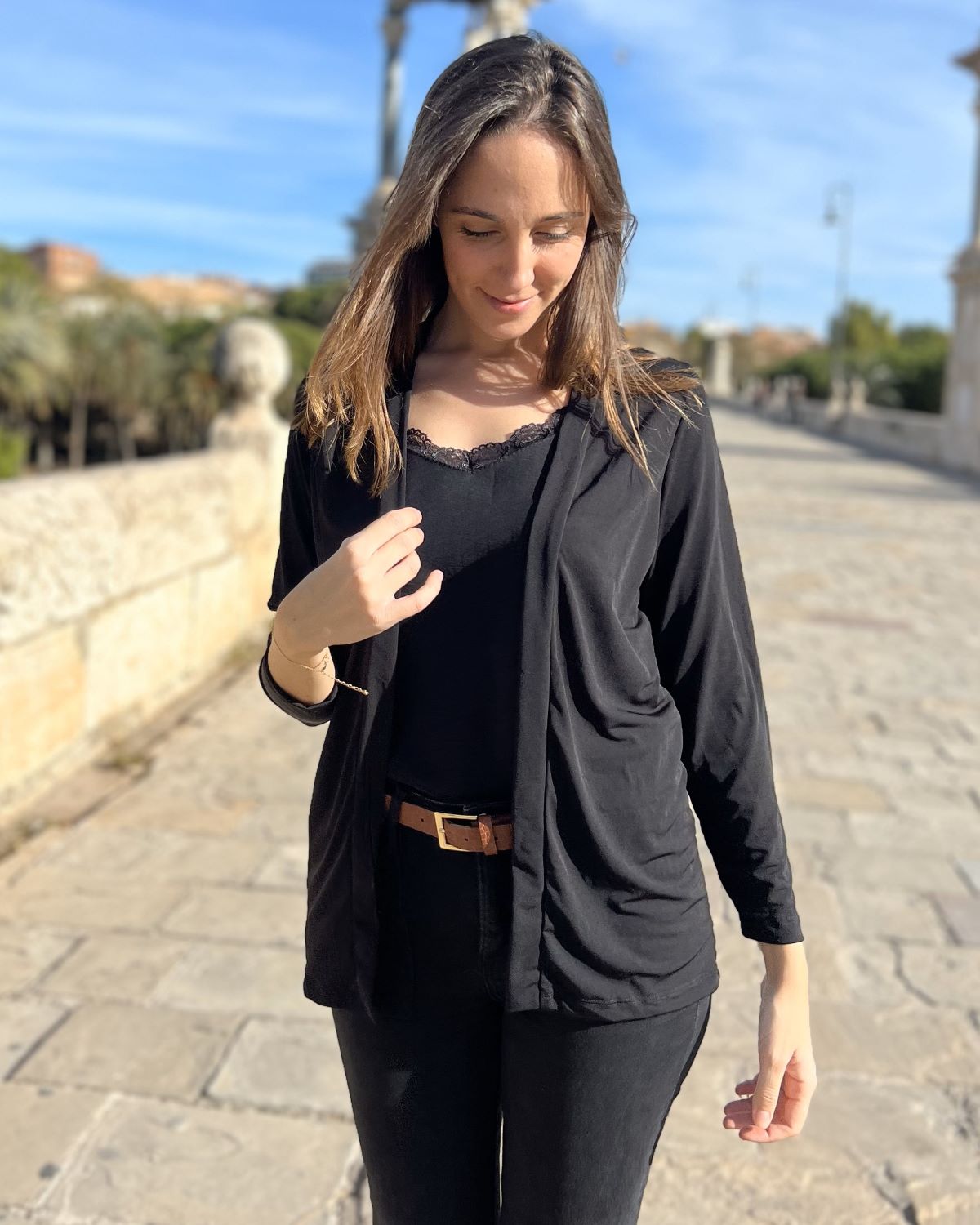 Black fold over cardigan