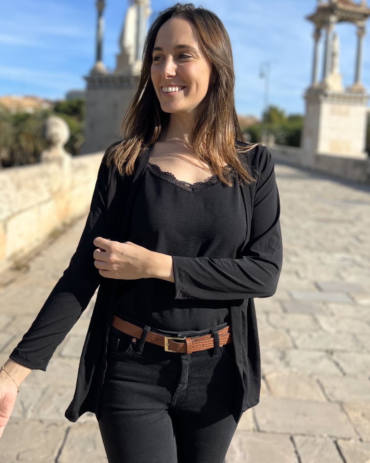 Black fold over cardigan
