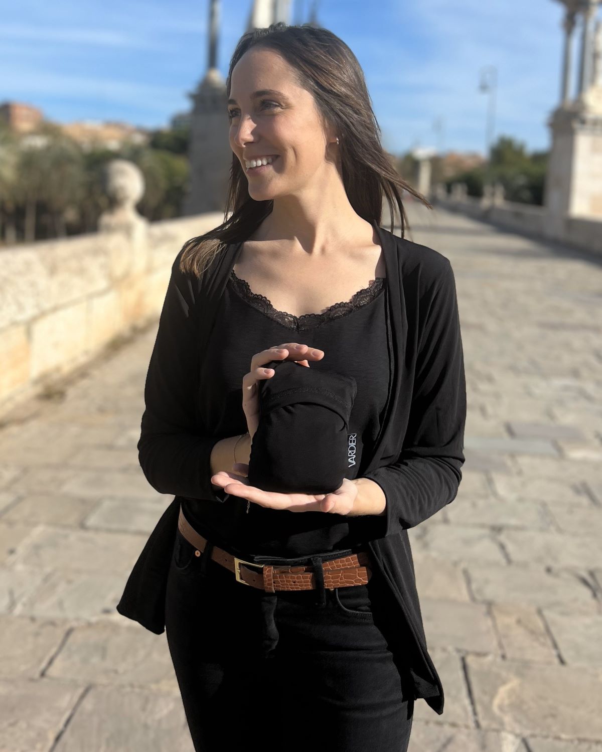Black fold over cardigan