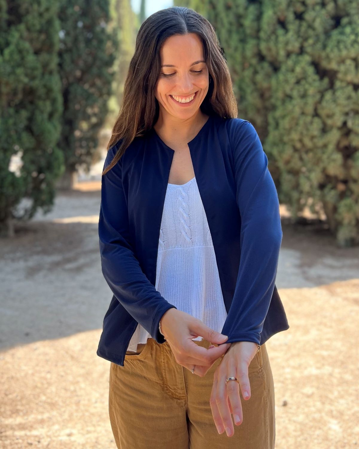 Packable navy jacket