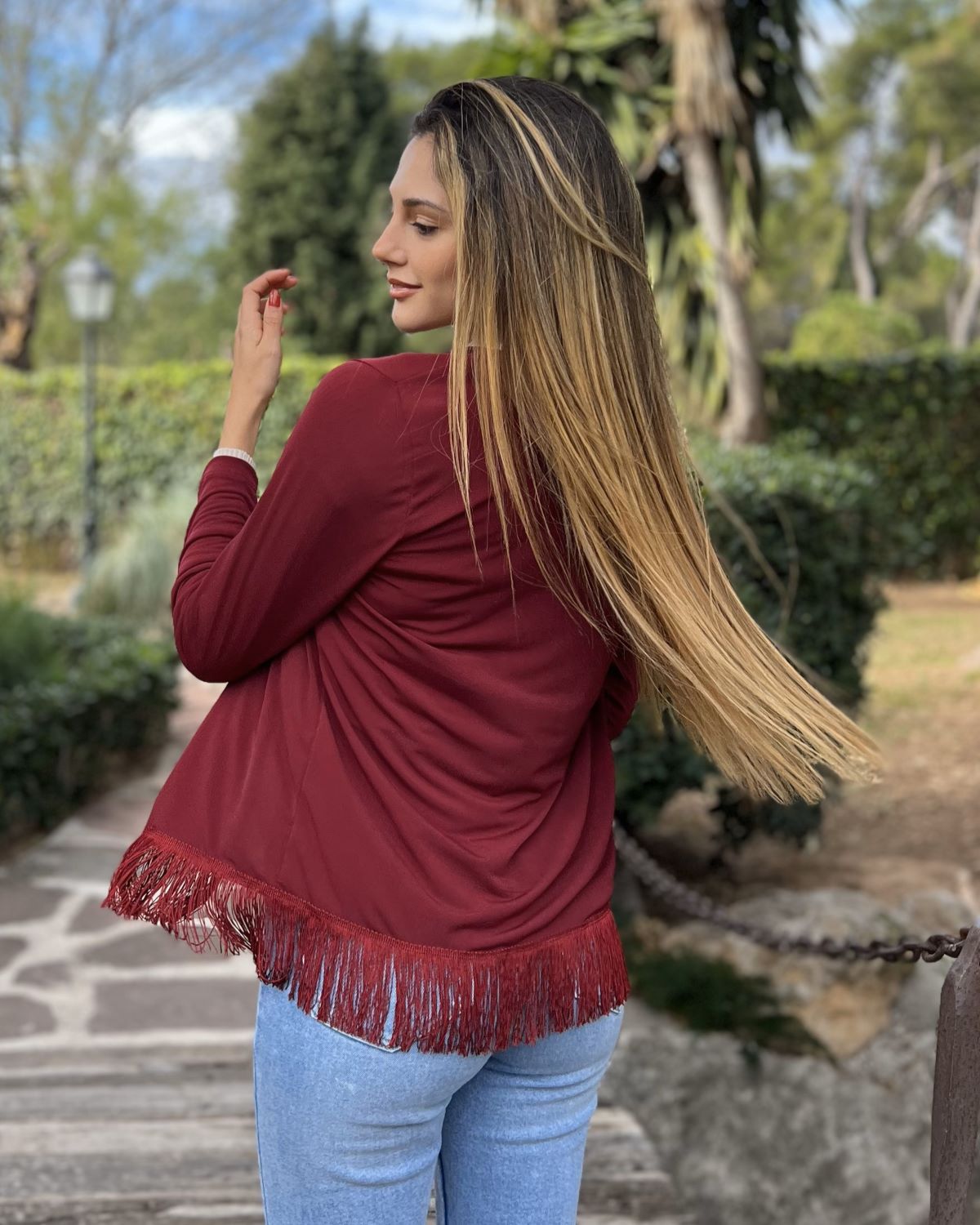 Foldable wine fringe jacket