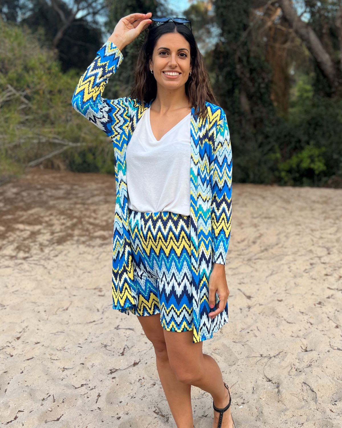 Cardigan longo dobrável com estampa speckle