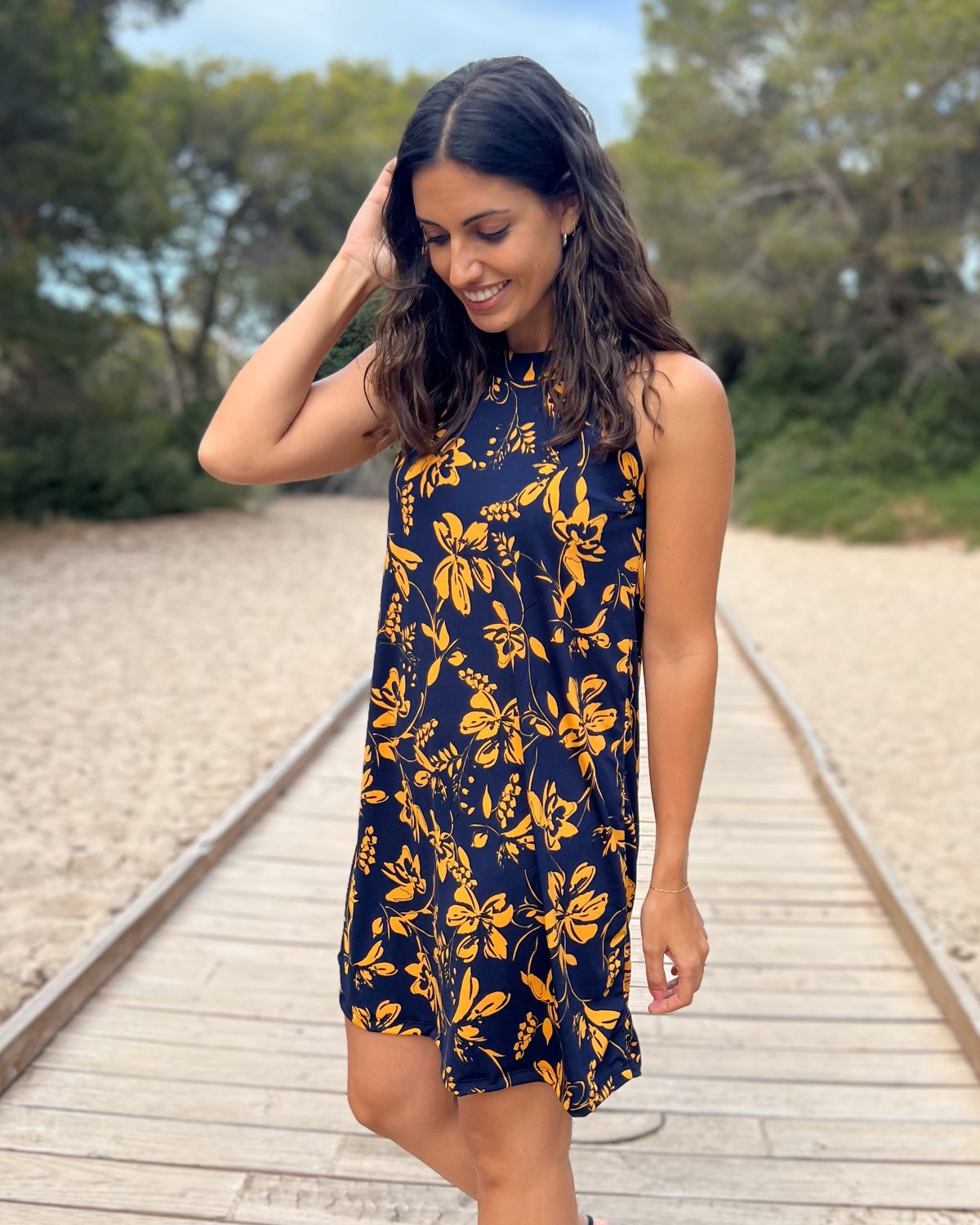 Foldable Navy Short Dress