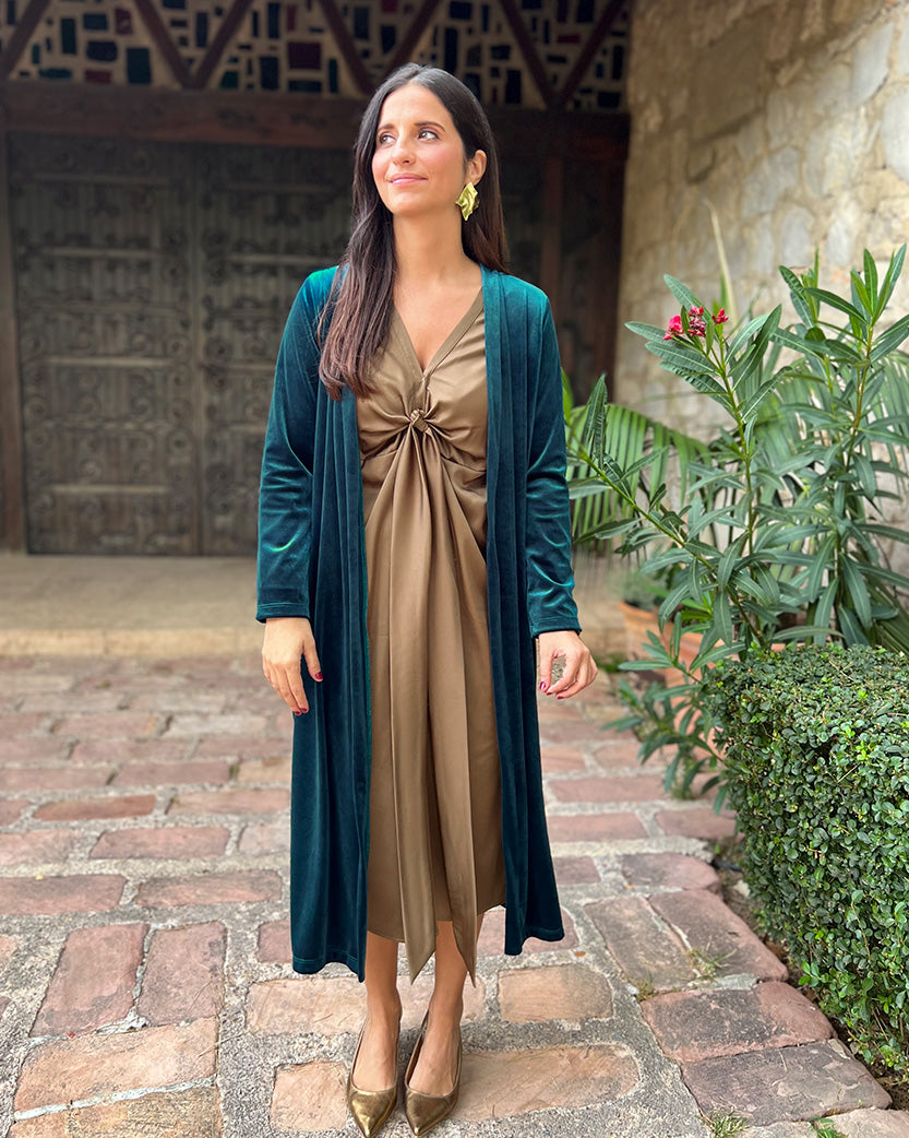 Water green velvet bag coat