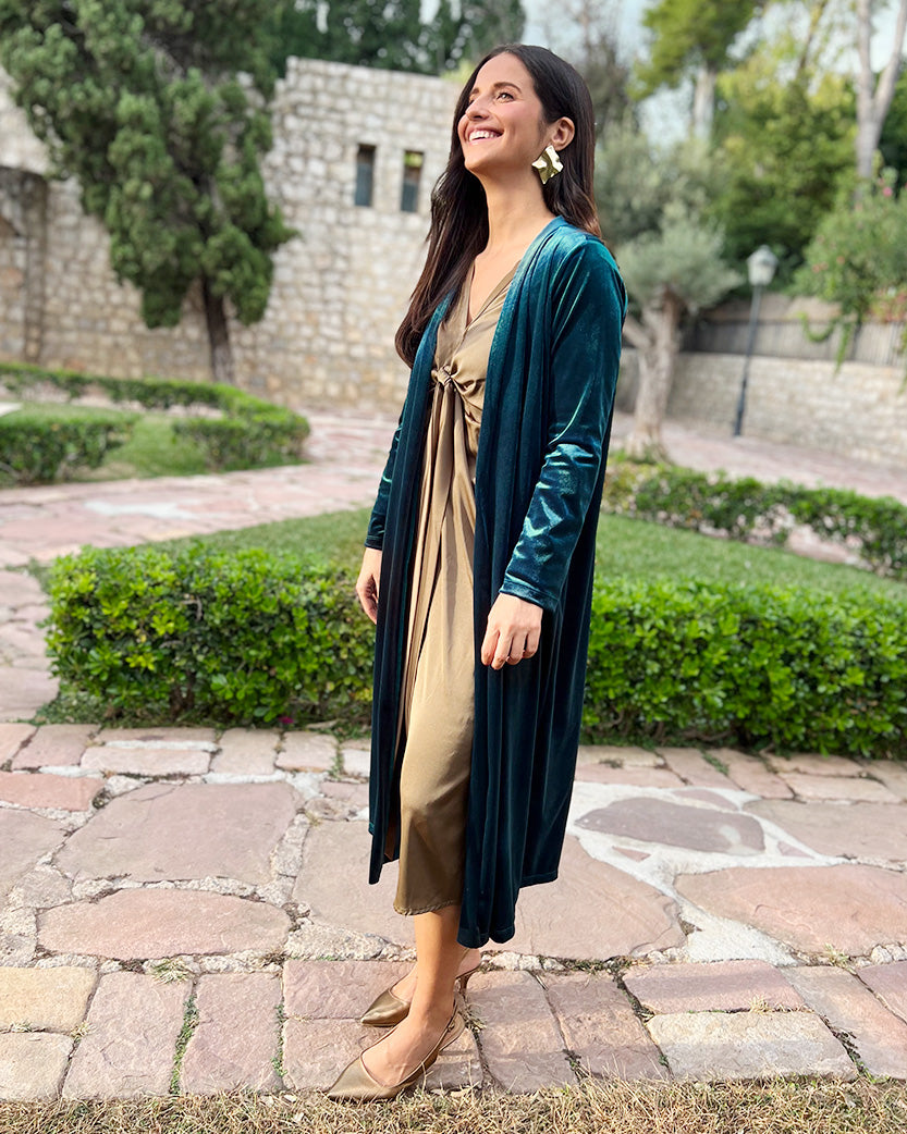 Water green velvet bag coat