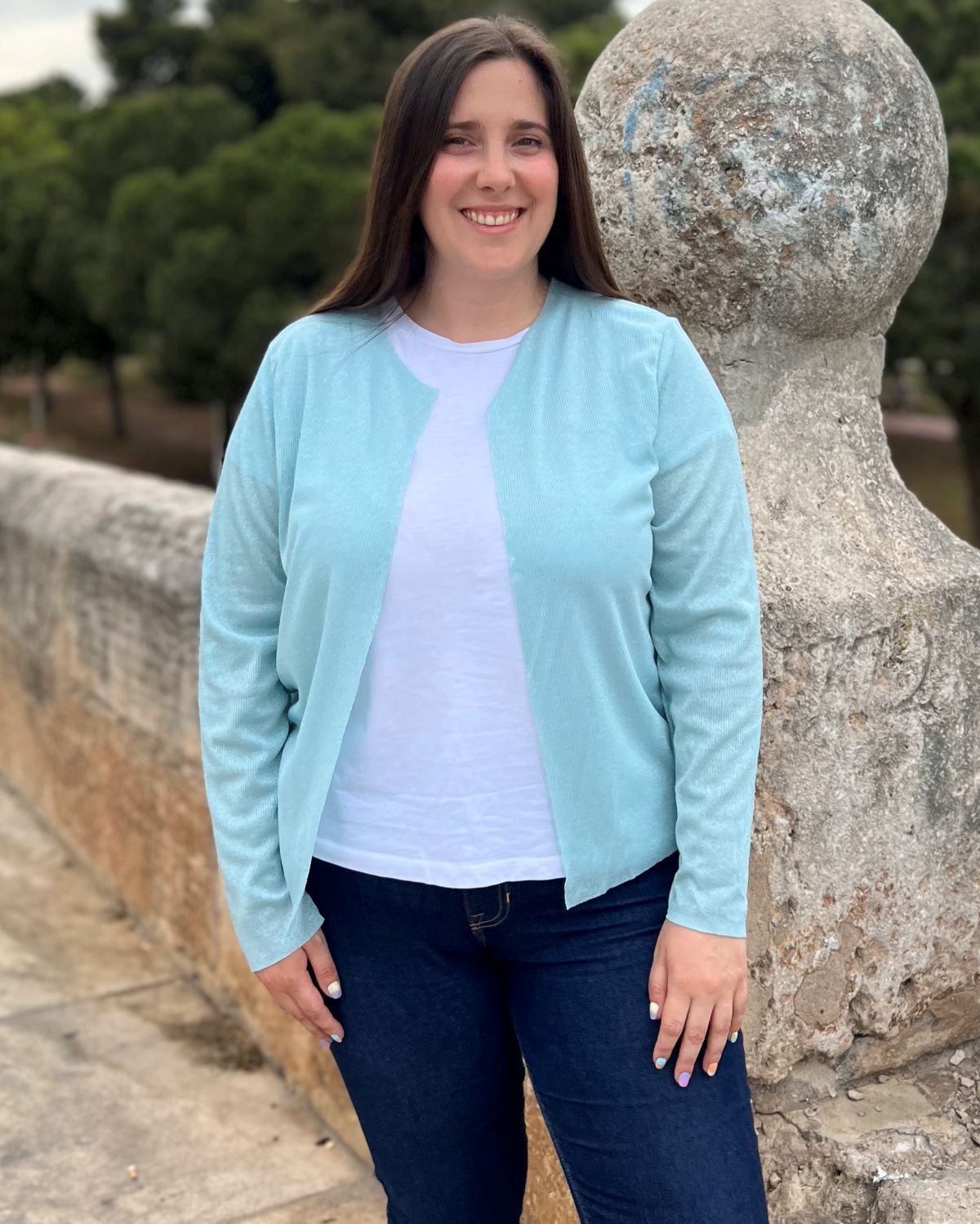 Packable mint glitter jacket