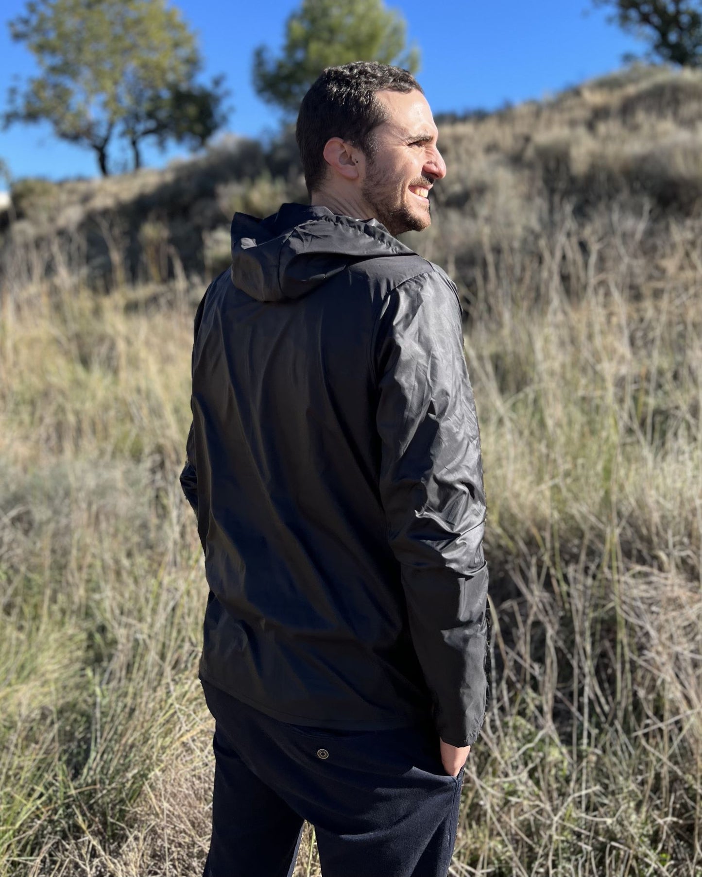 Unisex Packable Black Raincoat 2.0*