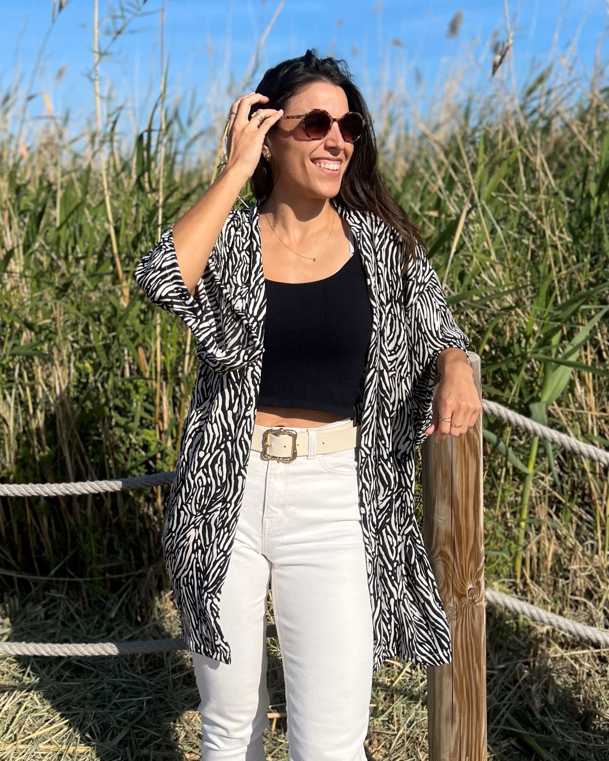 Foldable Gray Floral Kimono