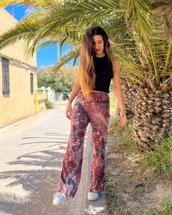 Foldover Cranberry Print Pant