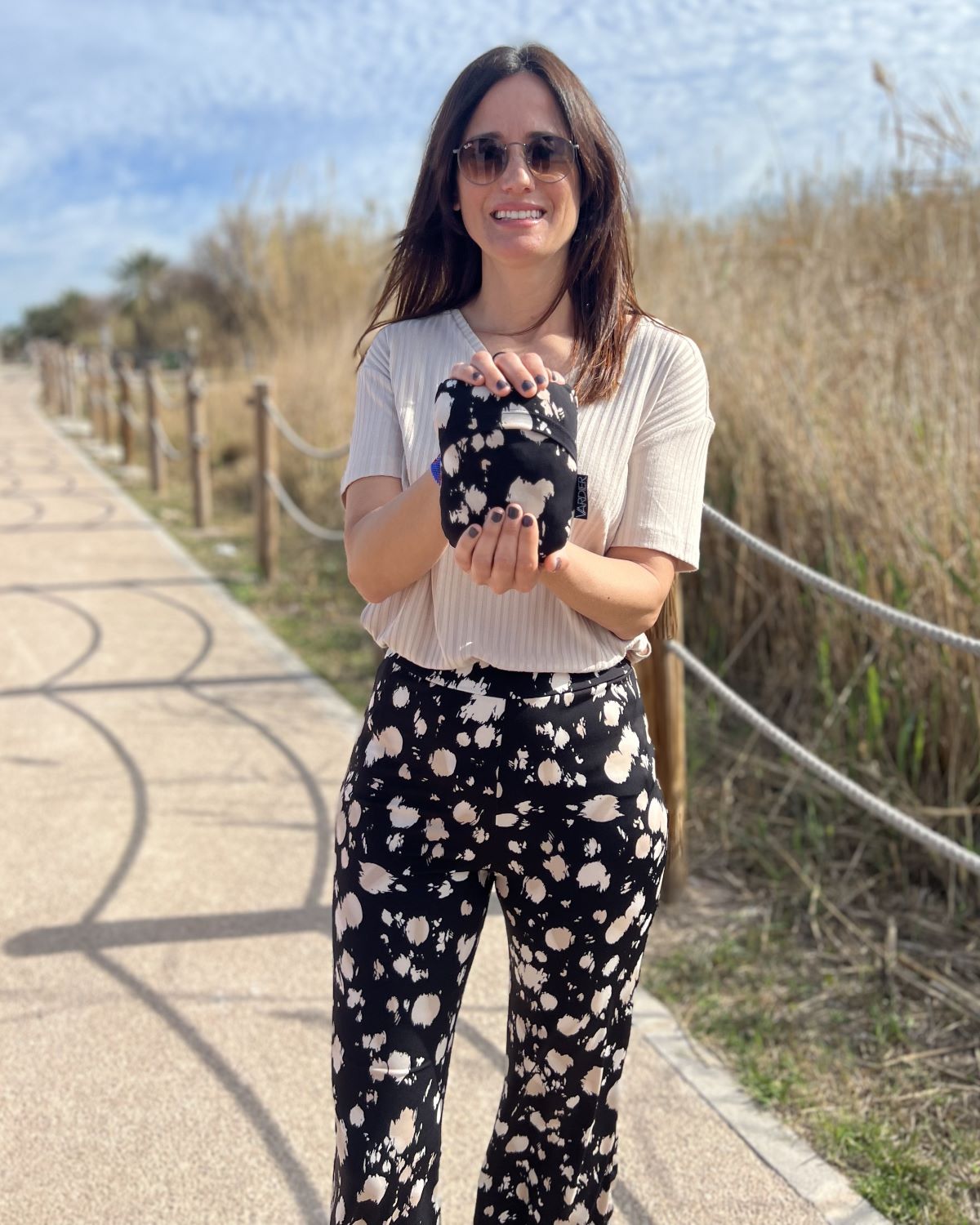 Foldable speckle print trousers