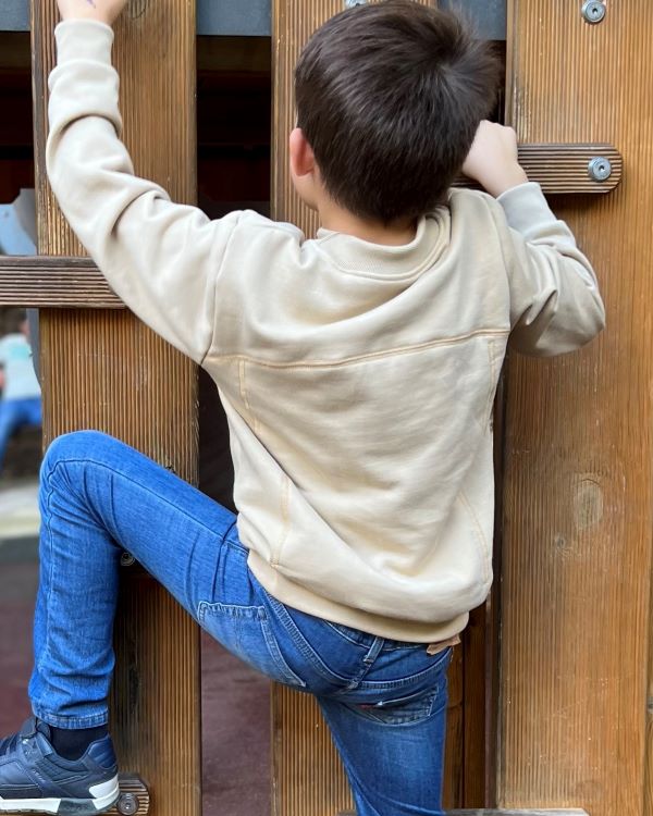 Beige KIDS backpack sweatshirt