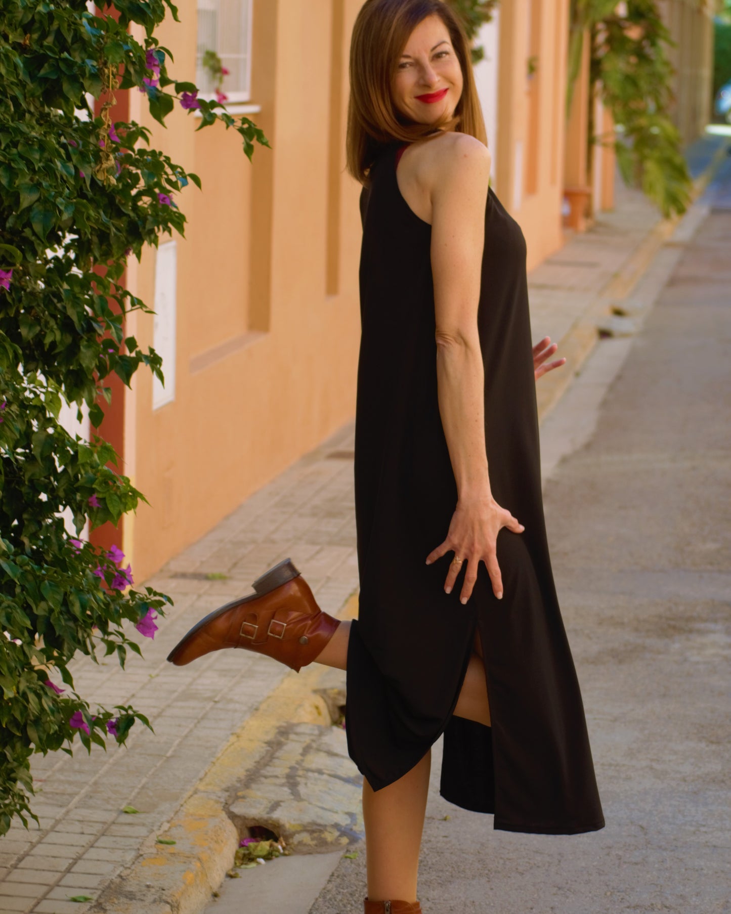 Black Foldover Maxi Dress