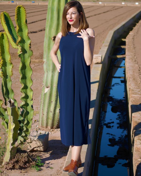 Long Navy Packable Dress