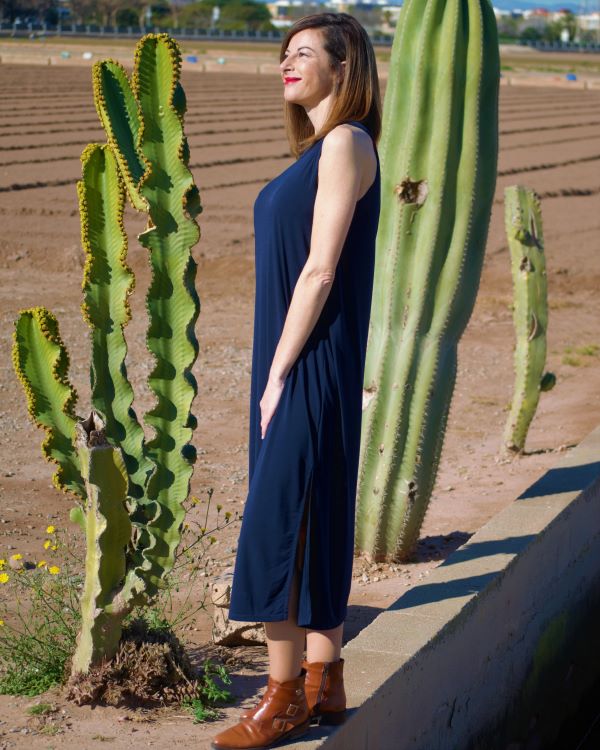 Long Navy Packable Dress