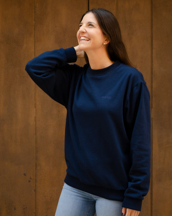 Unisex navy backpack sweatshirt