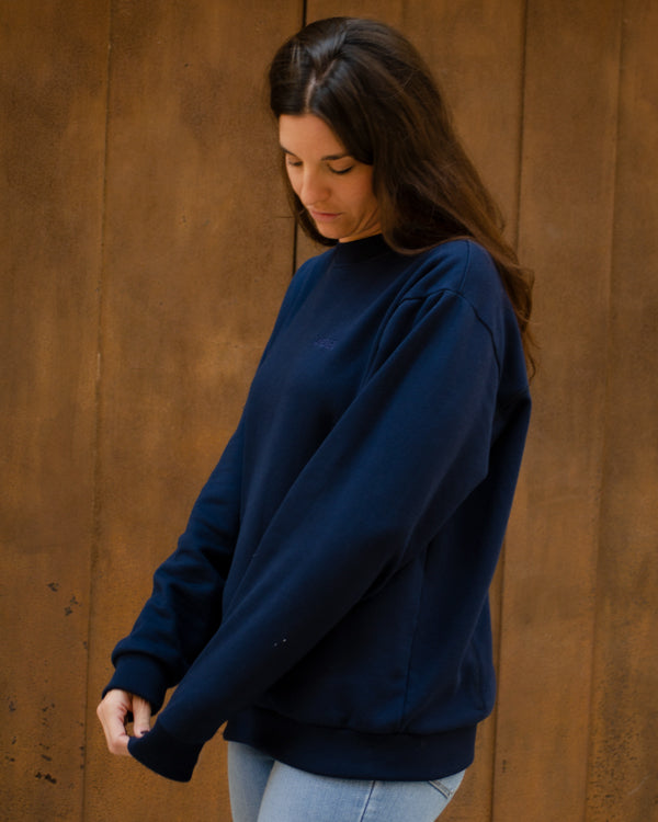 Unisex navy backpack sweatshirt