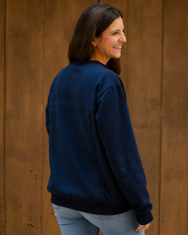 Unisex navy backpack sweatshirt