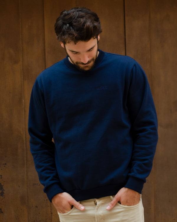 Unisex navy backpack sweatshirt