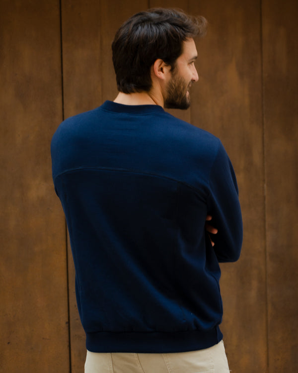 Unisex navy backpack sweatshirt