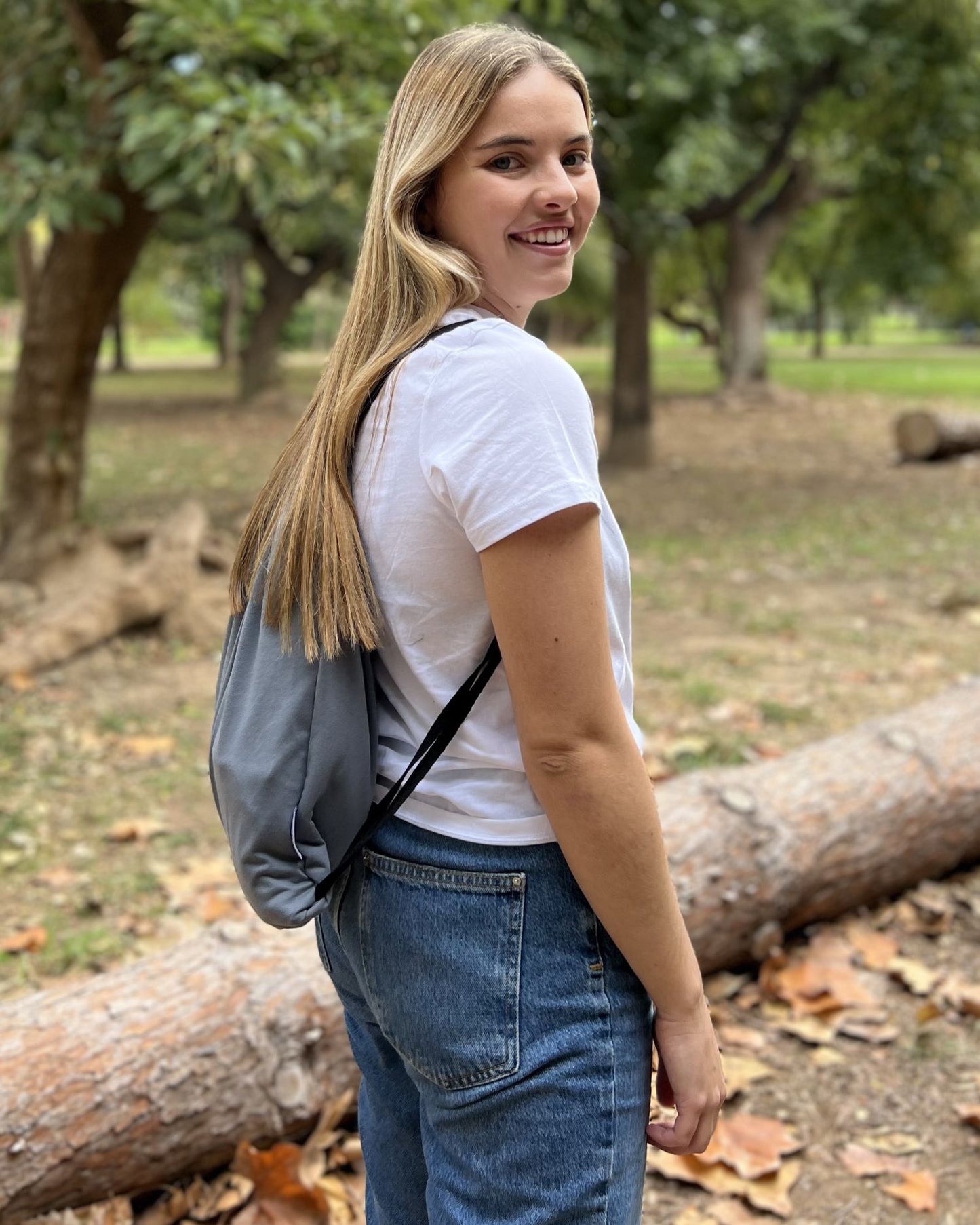 Bluish gray unisex backpack sweatshirt