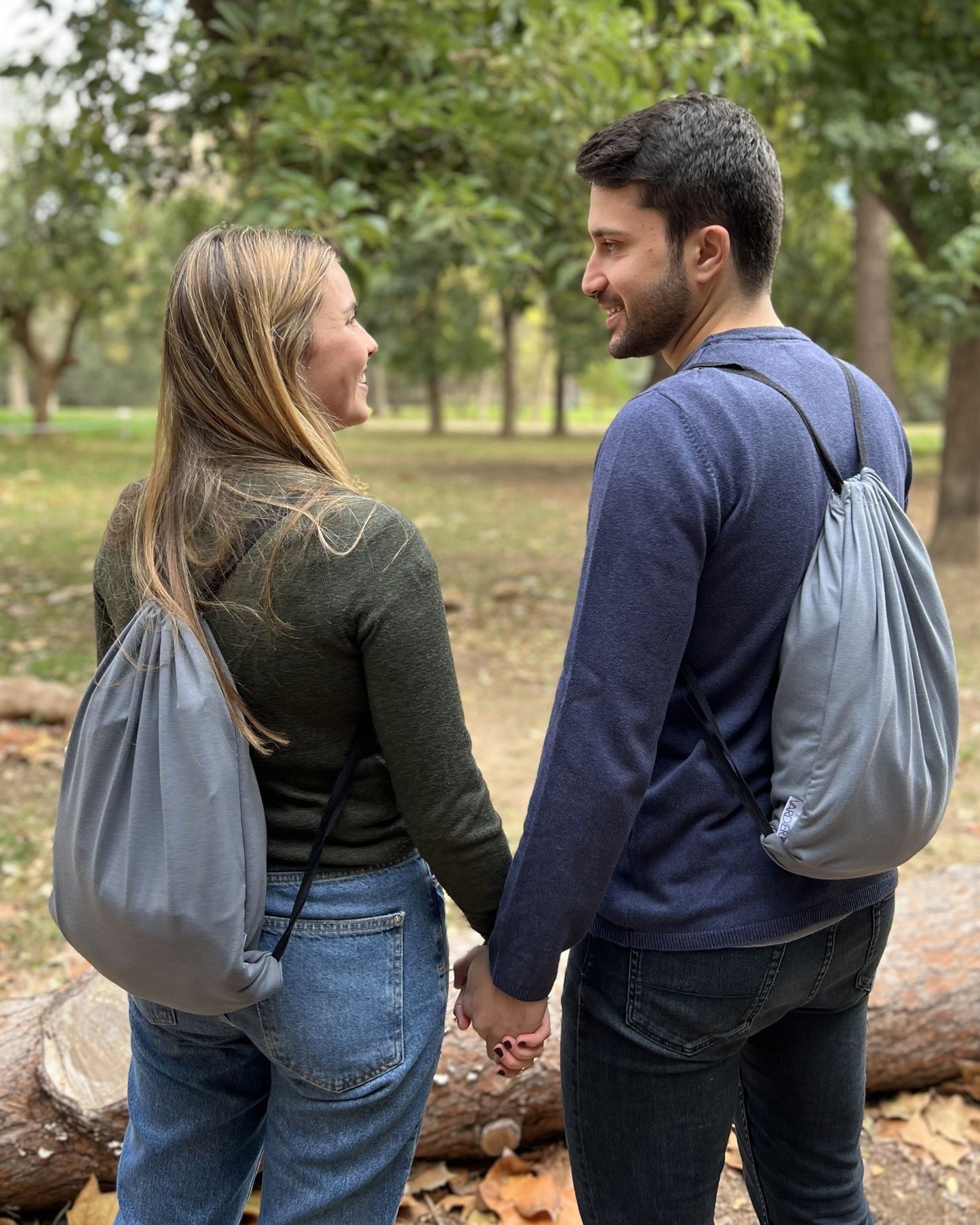 Bluish gray unisex backpack sweatshirt