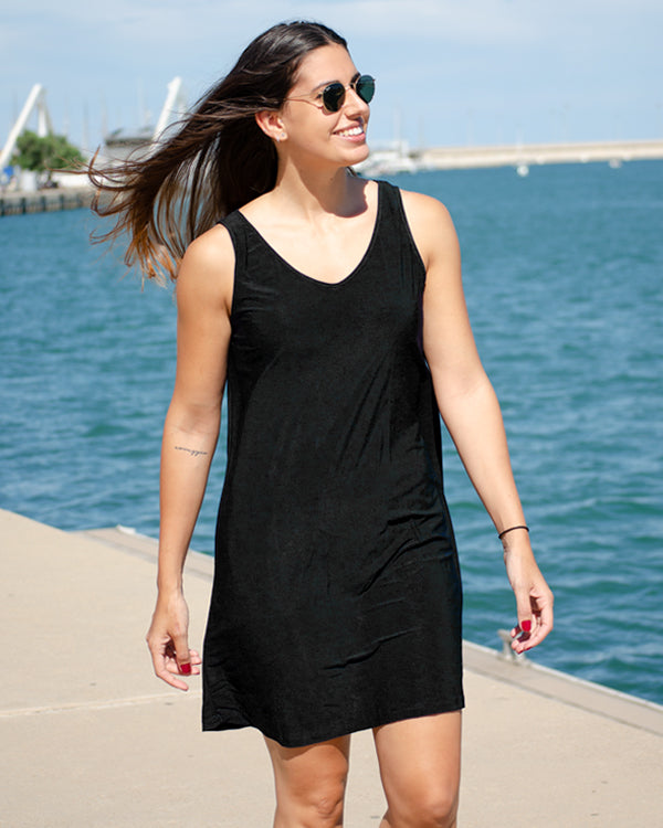Short Black Foldover Dress