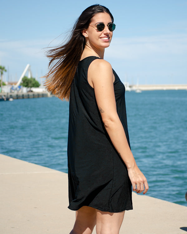 Short Black Foldover Dress