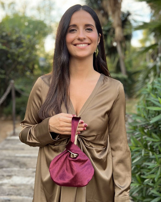 Wine velvet handbag