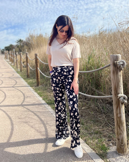 Foldable speckle print trousers