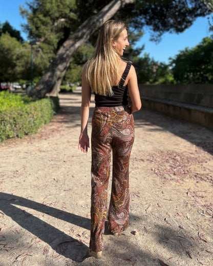 Foldable olive print trousers 
