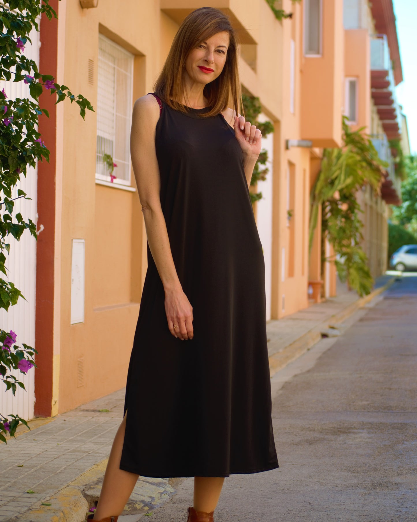 Black Foldover Maxi Dress 
