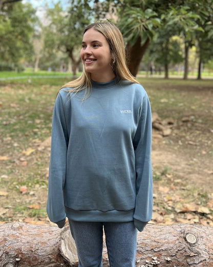 Bluish gray unisex backpack sweatshirt